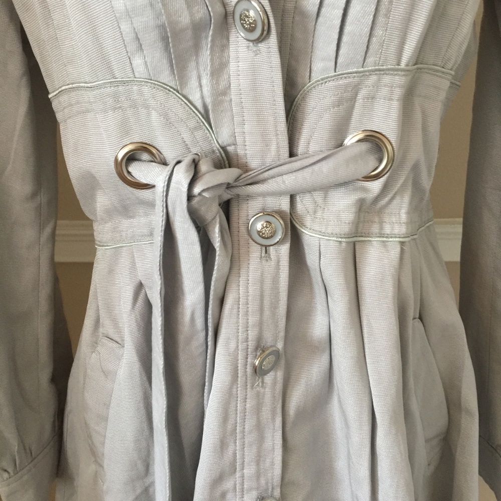  NEW - Gorgeous Silver Trench Coat Dress  - Picture 3 of 7